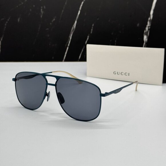 NEW GG0336S 003 GUCCI SUNGLASSES AVIATOR BLUE GREY UNISEX EYEWEAR GUCCI main image 12